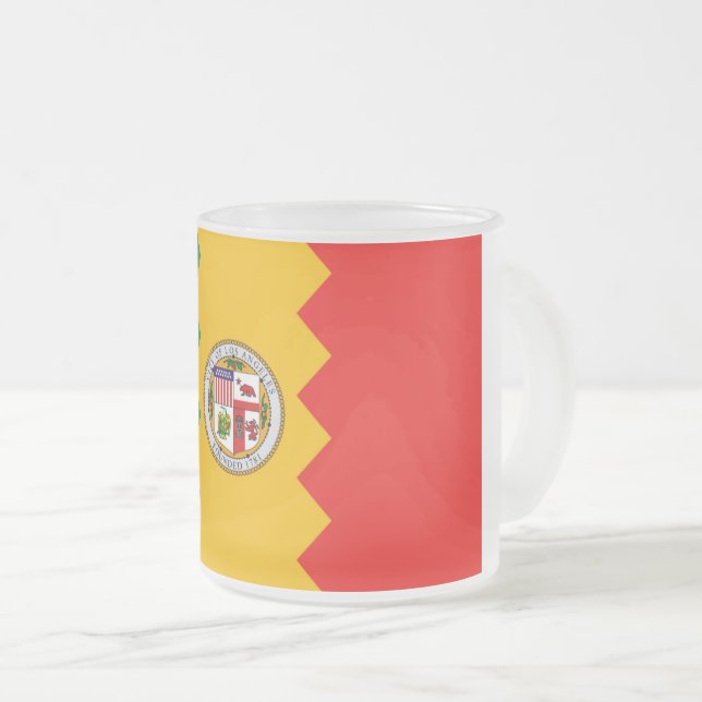 Caneca De Café Vidro Jateado Fosco pequeno caneca de vidro com bandeira de Los  (Frente Esquerda)