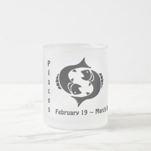 Caneca De Café Vidro Jateado Fosco Zodiodítico Personalizado Mug/Peixes