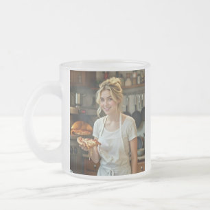 Caneca De Café Vidro Jateado Foto de comer pizza personalizar