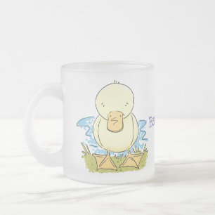 Caneca De Café Vidro Jateado Foto de desenho animado de bebê amarelo-branco