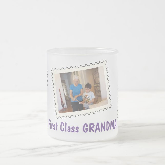 Caneca De Café Vidro Jateado Foto personalizada de primeira classe GRANDMA Best (Centro)
