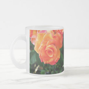 Caneca De Café Vidro Jateado Fotografia de Rosa Laranja Vibrante