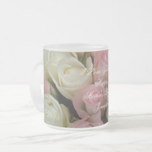 Caneca De Café Vidro Jateado Fotografia Floral Feliz Dia de as mães Rosa Rosad