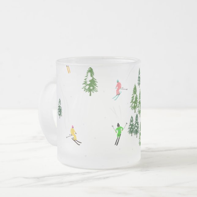 Caneca De Café Vidro Jateado Freeride Alpino Skiers Illustring Skier (Frente Esquerda)