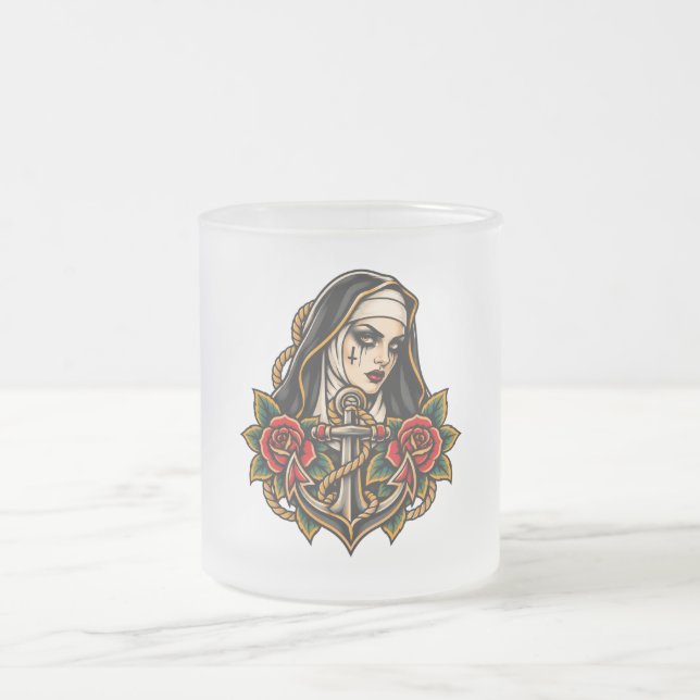 Caneca De Café Vidro Jateado Frei e Âncora (Centro)