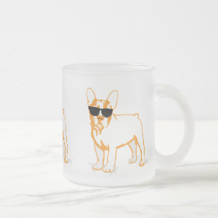 Caneca De Café Vidro Jateado Frenchie Howlelu