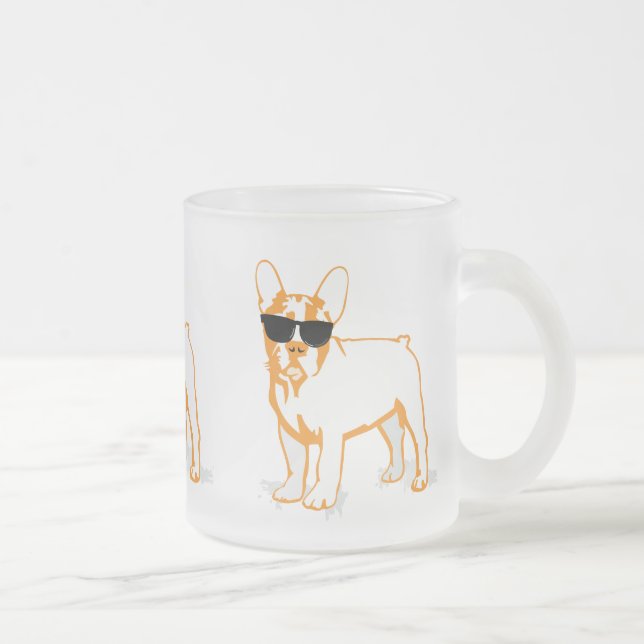 Caneca De Café Vidro Jateado Frenchie Howlelu (Direita)