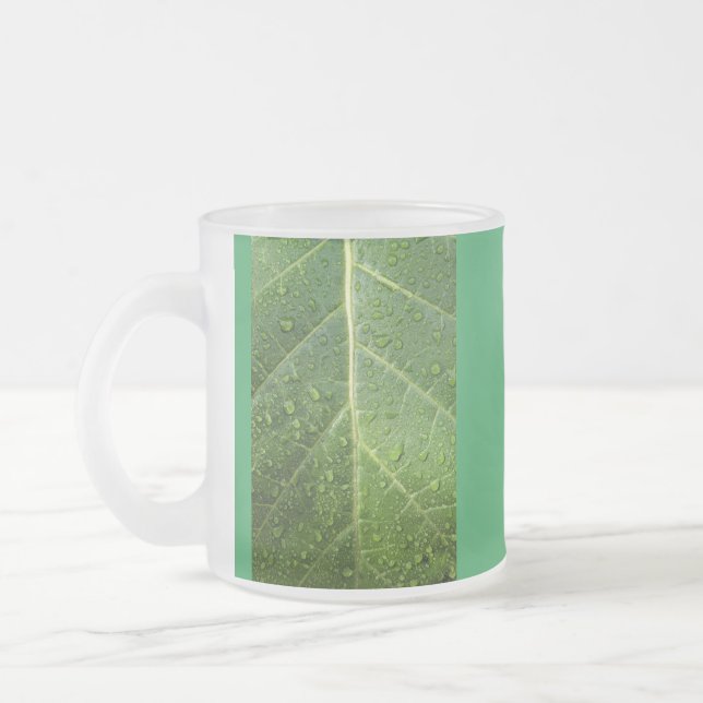 Caneca De Café Vidro Jateado frondoso (Esquerda)