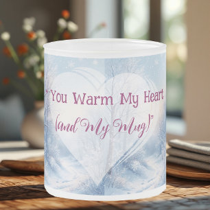 Caneca De Café Vidro Jateado Frost do Inverno de São Valentim Você Aquece Meu C