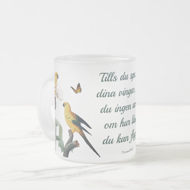 Caneca De Café Vidro Jateado Frostad glasmugg — Fåglar (Frente Esquerda)