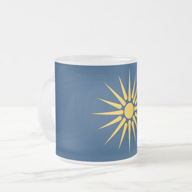 Caneca De Café Vidro Jateado Frosted small glass mug with flag of Macedonia (Frente Esquerda)