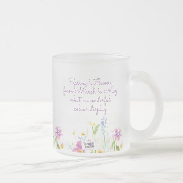 Caneca De Café Vidro Jateado Frosty Glass Flower Tea Coffee Mug (Direita)