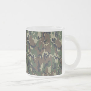 Caneca De Café Vidro Jateado Fundo da Camuflagem Florestal Militar