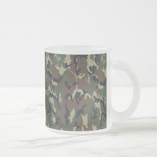 Caneca De Café Vidro Jateado Fundo da Camuflagem Florestal Militar (Direita)
