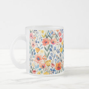Caneca De Café Vidro Jateado Fundo de Primavera de aquarelas - 99034