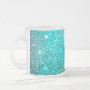 Caneca De Café Vidro Jateado Fundo do Mint Turquoise Foil