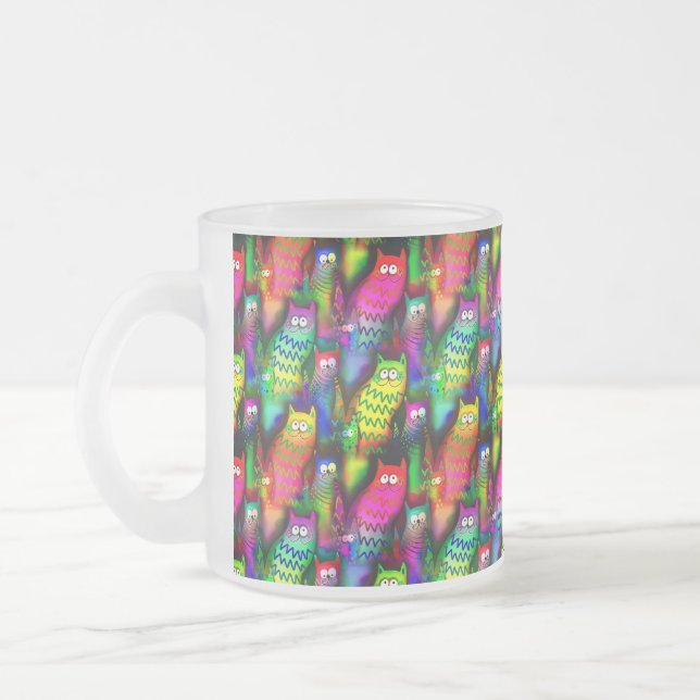 Caneca De Café Vidro Jateado Funny Cats Pattern-54578 (Esquerda)