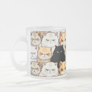 Caneca De Café Vidro Jateado Funny Colorful Moody Cats Kitten