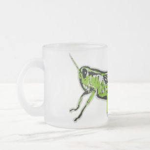 Caneca De Café Vidro Jateado Gafanhoto Verde Pop Art