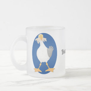 Caneca De Café Vidro Jateado Gaivota engraçada com desenho francês