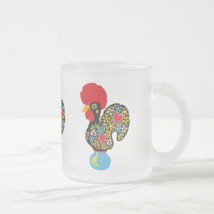 Caneca De Café Vidro Jateado Galo famoso de Barcelos Nr 06