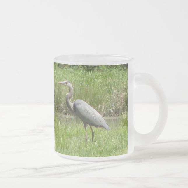 Caneca De Café Vidro Jateado Garça-real de grande azul (Direita)