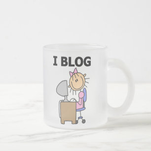 Caneca De Café Vidro Jateado Garota Eu Blogo 