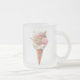 Caneca De Café Vidro Jateado Gatinho sorvete - Rosado e Sonho