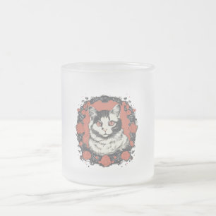 Caneca De Café Vidro Jateado gatinhos bonitos amam arte design