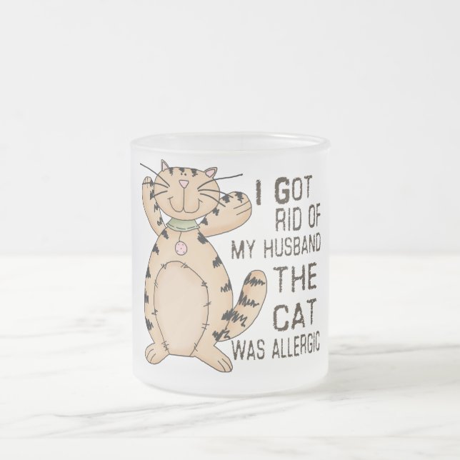 Caneca De Café Vidro Jateado Gato alérgico (Centro)