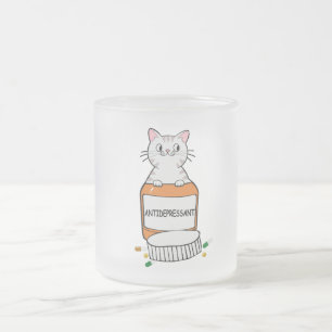 Caneca De Café Vidro Jateado gato depresente design amante de gatos
