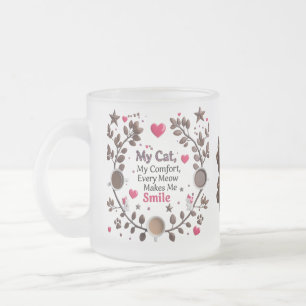 Caneca De Café Vidro Jateado Gato Gato E Café Mata-De-Café - Coração Cor-De-Ros