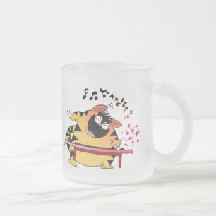 Caneca De Café Vidro Jateado Gato musical gordo dos gatos de LOL