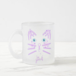 CANECA DE CAFÉ VIDRO JATEADO GATO SEJA VOCÊ MESMO