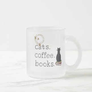 Caneca De Café Vidro Jateado Gatos. Café. Livros. Perfeição.