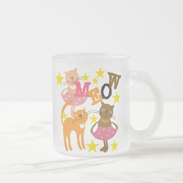 Caneca De Café Vidro Jateado Gatos Dançantes (Direita)