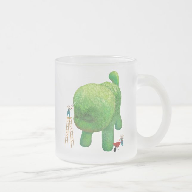 Caneca De Café Vidro Jateado Gatos-jardineiros e animais verdes (Direita)