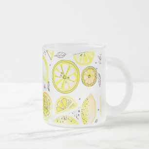 Caneca De Café Vidro Jateado Gelado fresco limão de limão amarelo grande