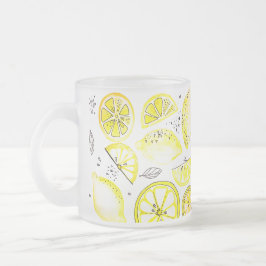 Caneca De Café Vidro Jateado Gelado fresco limão-limão-doce-amarelo-amarelo-esc