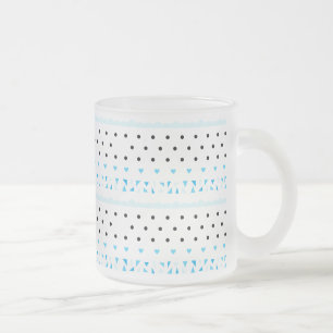 Caneca De Café Vidro Jateado Geometrics azul