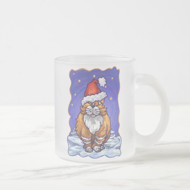 Caneca De Café Vidro Jateado Ginger Cat Natal (Direita)