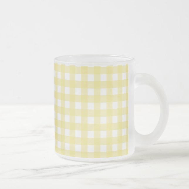 Caneca De Café Vidro Jateado Gingham amarelo pálido e branco (Direita)