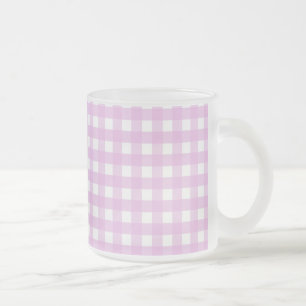 Caneca De Café Vidro Jateado Gingham rosa pálido
