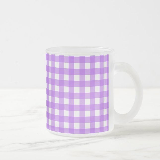 Caneca De Café Vidro Jateado Gingham roxo brilhante (Direita)