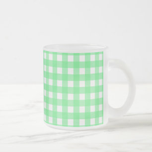 Caneca De Café Vidro Jateado Gingham verde