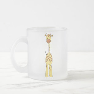 Caneca De Café Vidro Jateado Girafa bonito alto. Animal dos desenhos animados