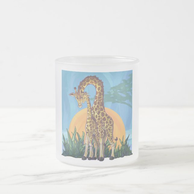 Caneca De Café Vidro Jateado Giraffe Mama e Bebê (Centro)
