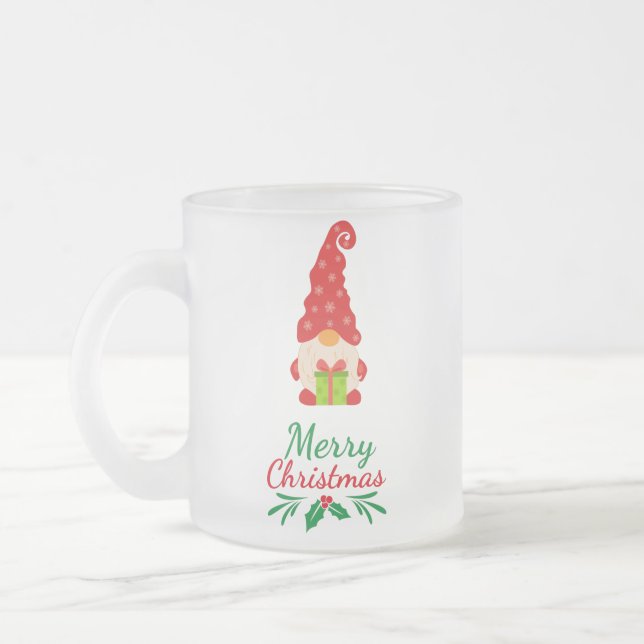 Caneca De Café Vidro Jateado Gnomo christmas (Esquerda)