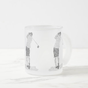 Caneca De Café Vidro Jateado Golf Golfing Word Art