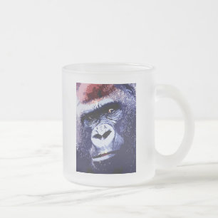 Caneca De Café Vidro Jateado Gorilla Face Pop Art